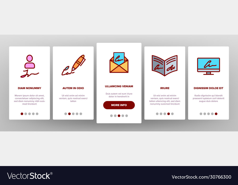 Signature signing onboarding icons set