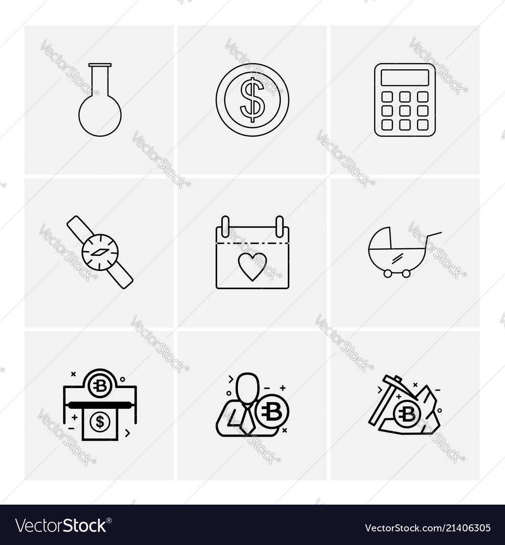 Beaker Flask Coin Dollar Calculator Weatch Vector Image