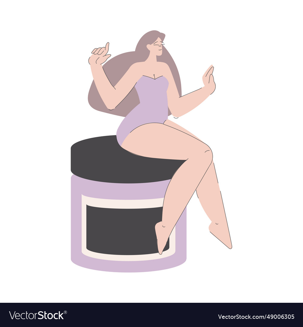 Beauty care with young woman in bodysuit sitting vector image Beauty care with young woman in bodysuit sitting