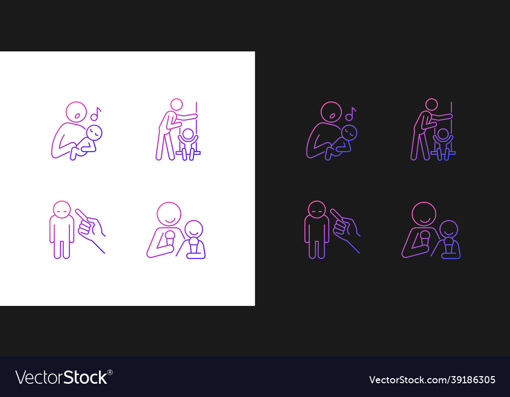 Child care gradient icons set for dark and light