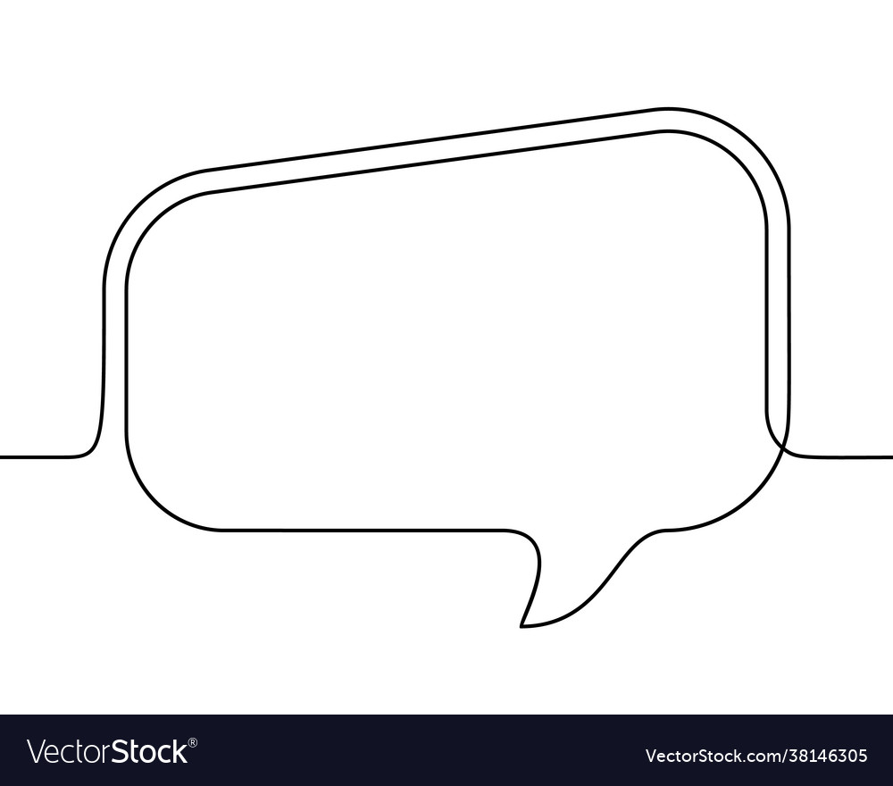 Continuous line drawing rectangular speech Vector Image