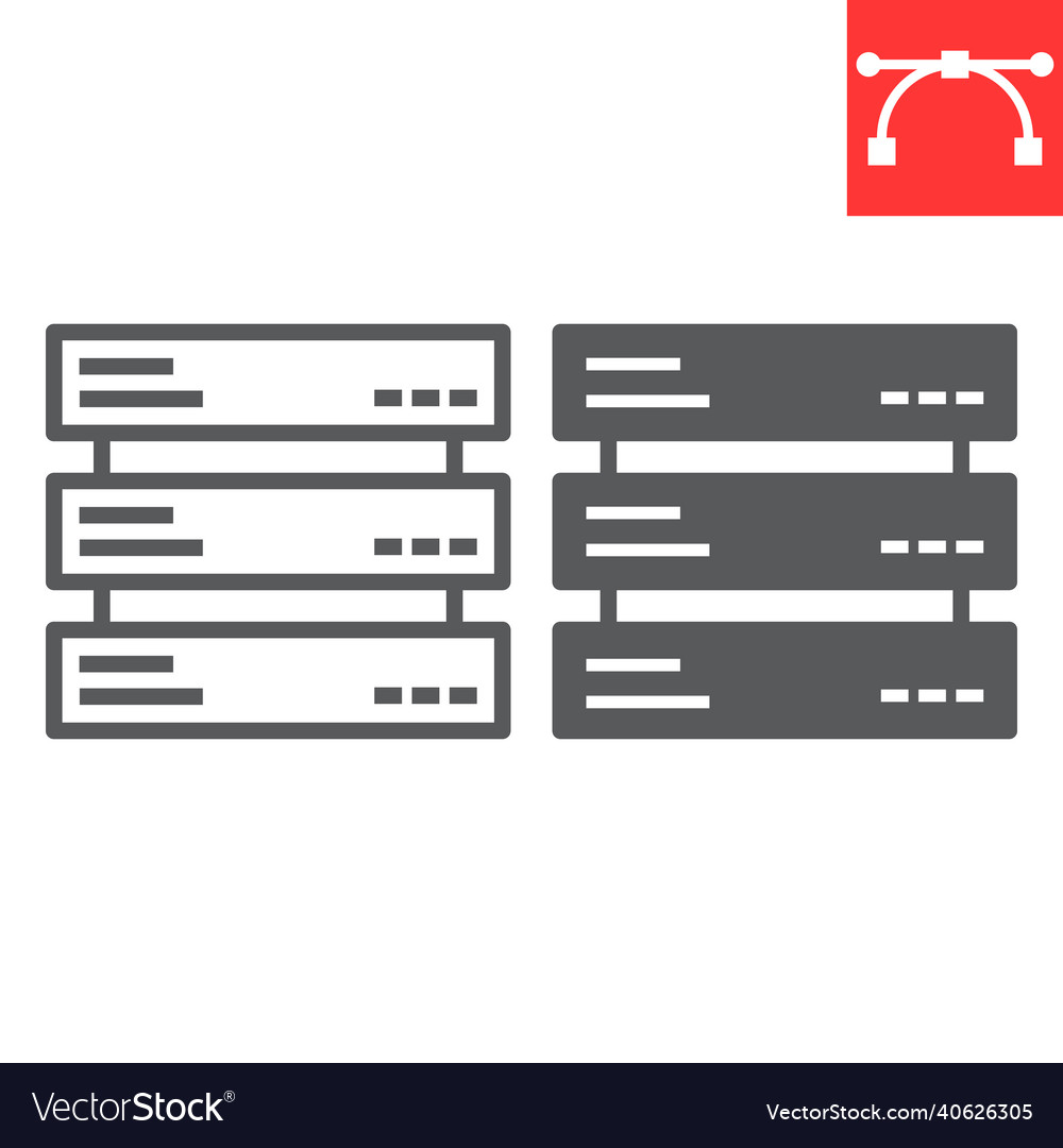 Data server line and glyph icon