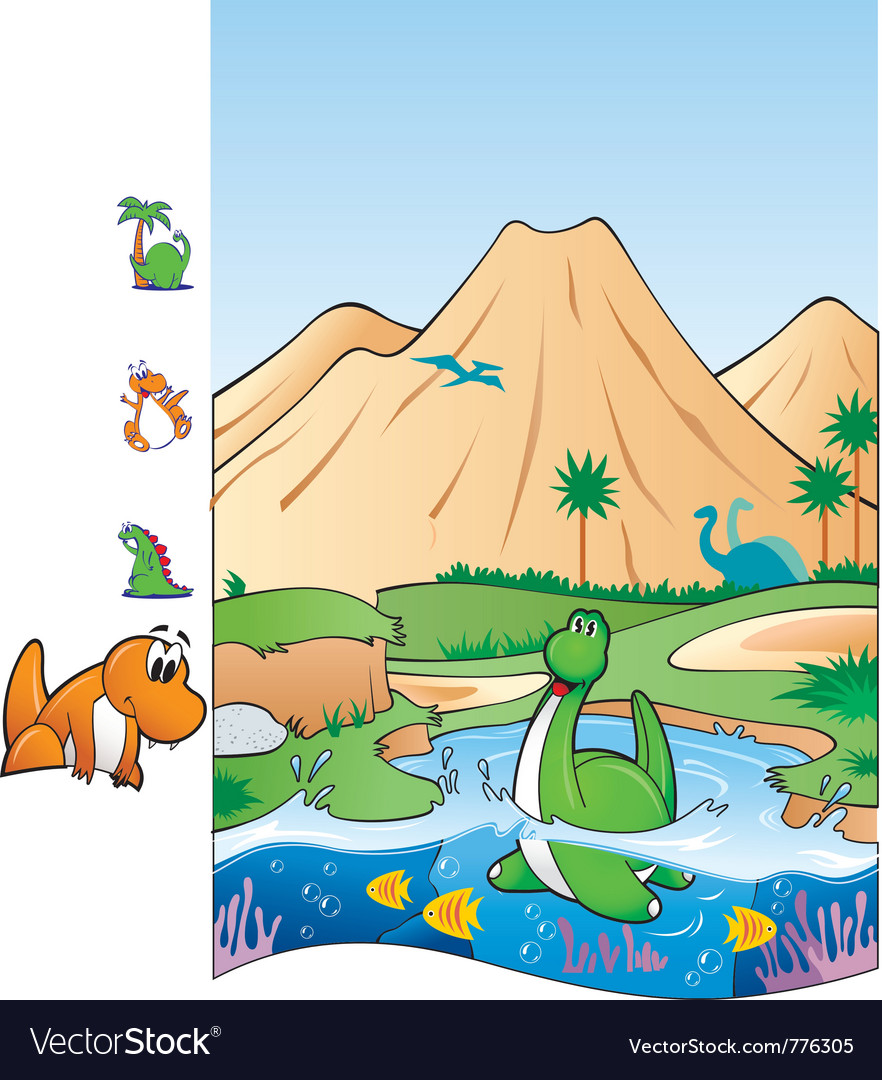 Dino swimming Royalty Free Vector Image - VectorStock