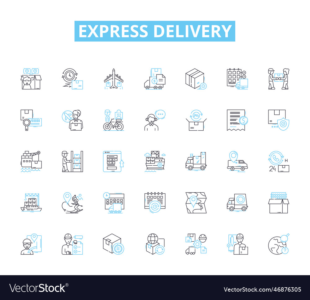 Express delivery linear icons set quick vector image Express delivery linear icons set quick