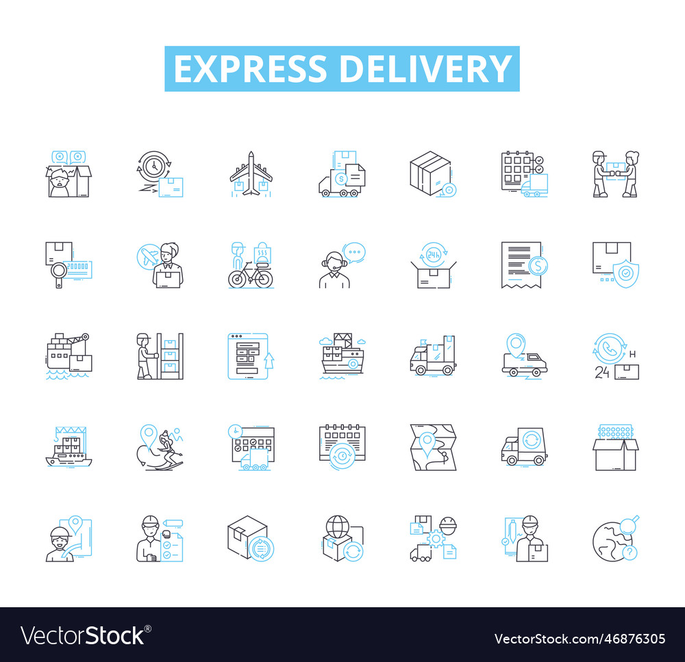 Express delivery linear icons set quick