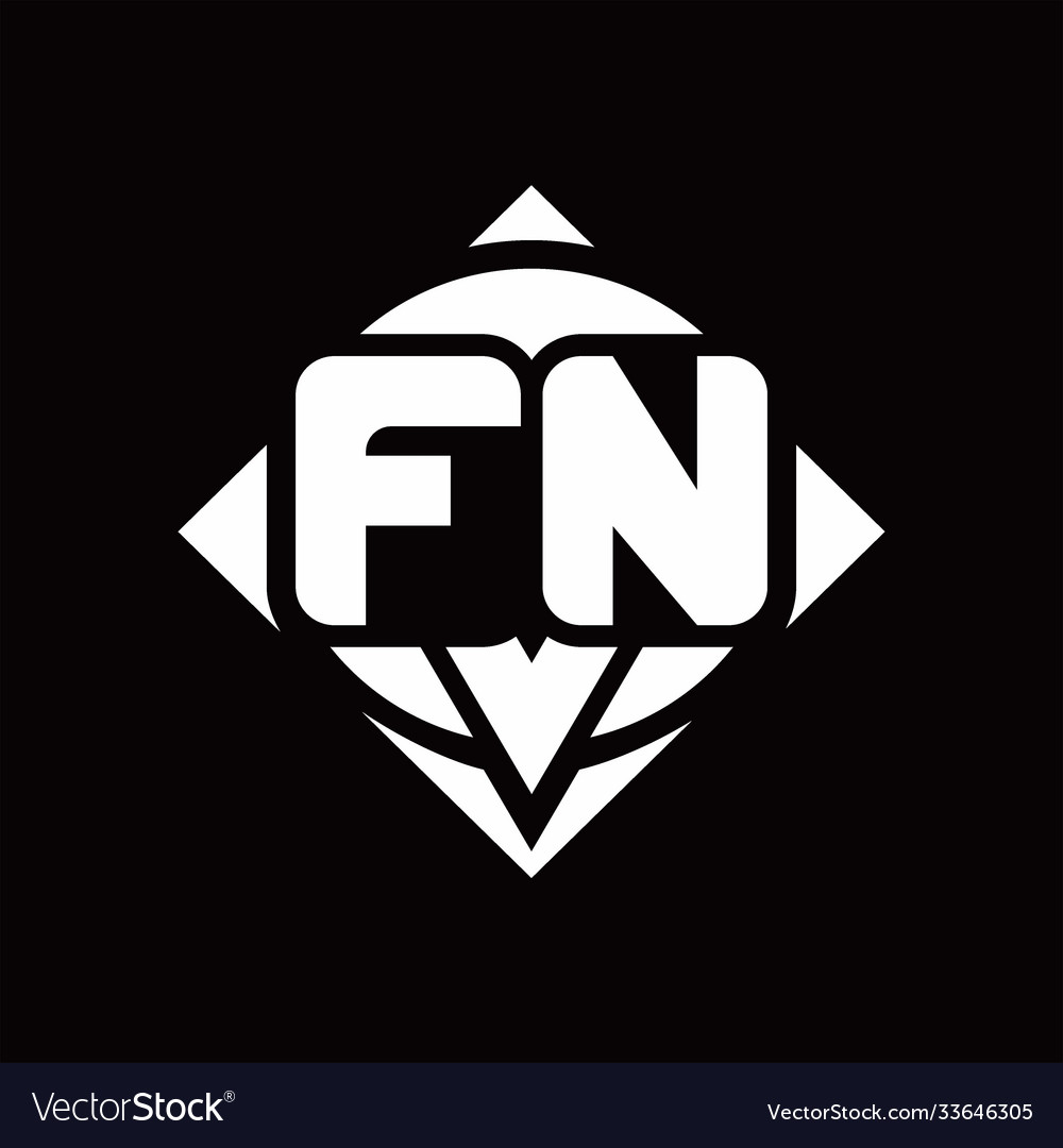 Fn logo monogram with circle shape and square Vector Image Fn logo monogram with circle shape and square