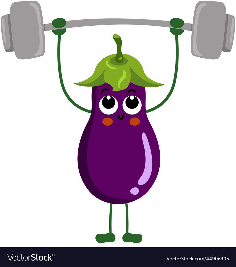 Funny Eggplant Mascot Make Gym Royalty Free Vector Image