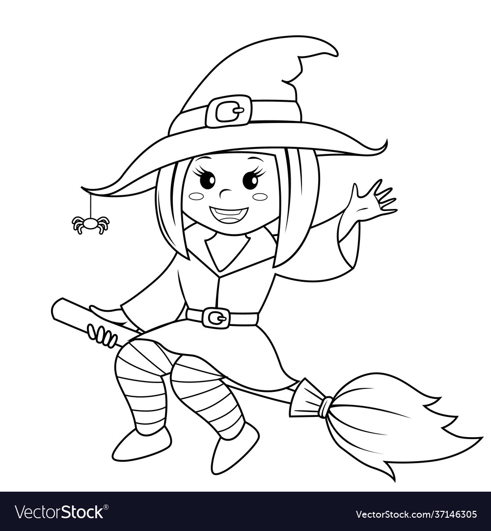 Halloween Witch on Broom