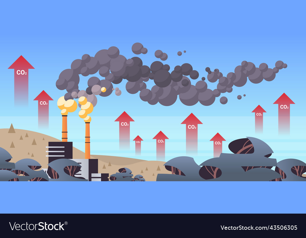 High concrete chimney emits co2 and dangerous Vector Image