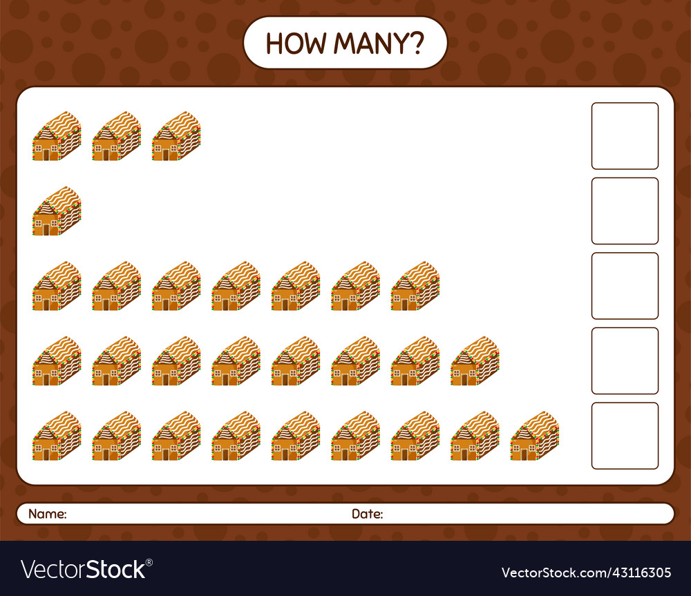How many counting game with gingerbread cookie Vector Image How many counting game with gingerbread cookie