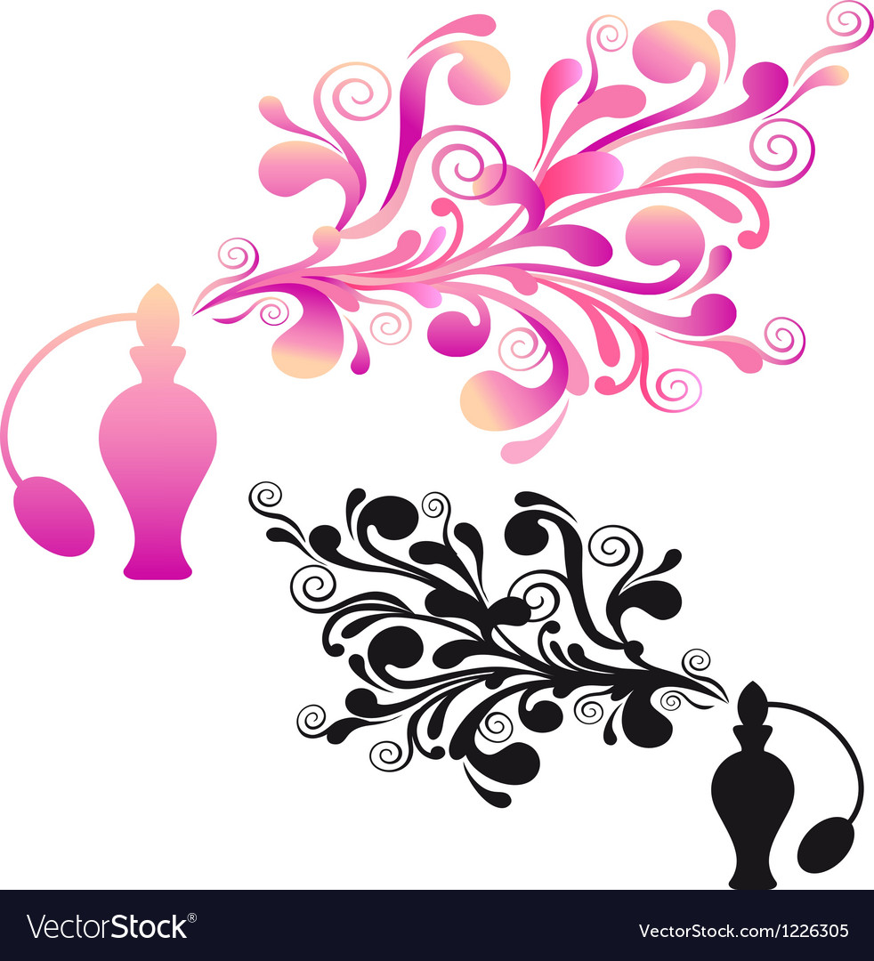 Perfume bottle with floral scent Royalty Free Vector Image