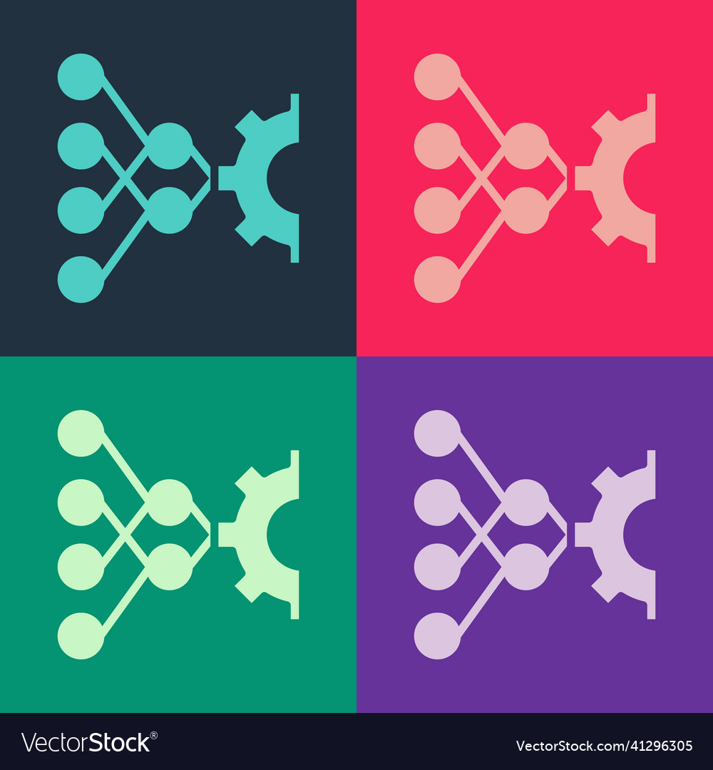Pop art neural network icon isolated on color vector image Pop art neural network icon isolated on color