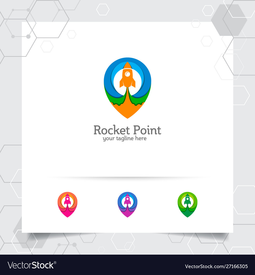 Rocket logo design with pin map concept