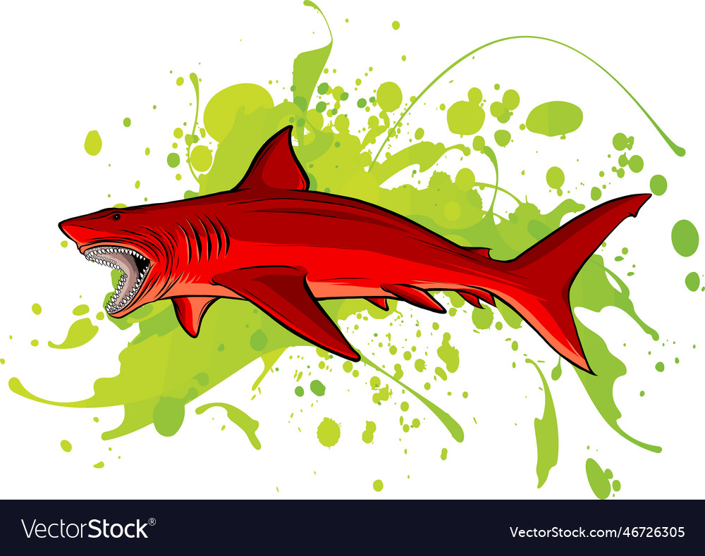 Shark red angry design Royalty Free Vector Image