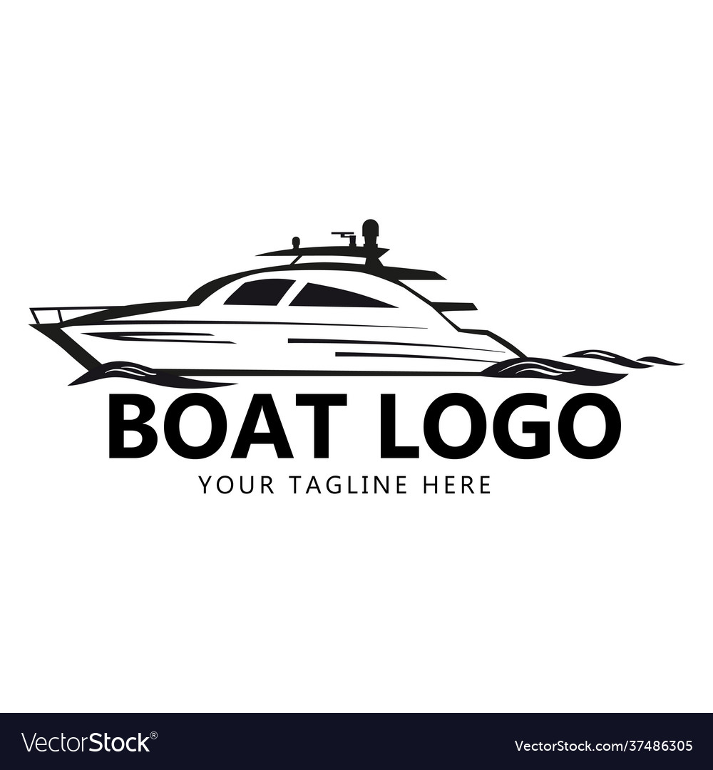 Speedboat line icon logo design marine, ship, vessel, side view