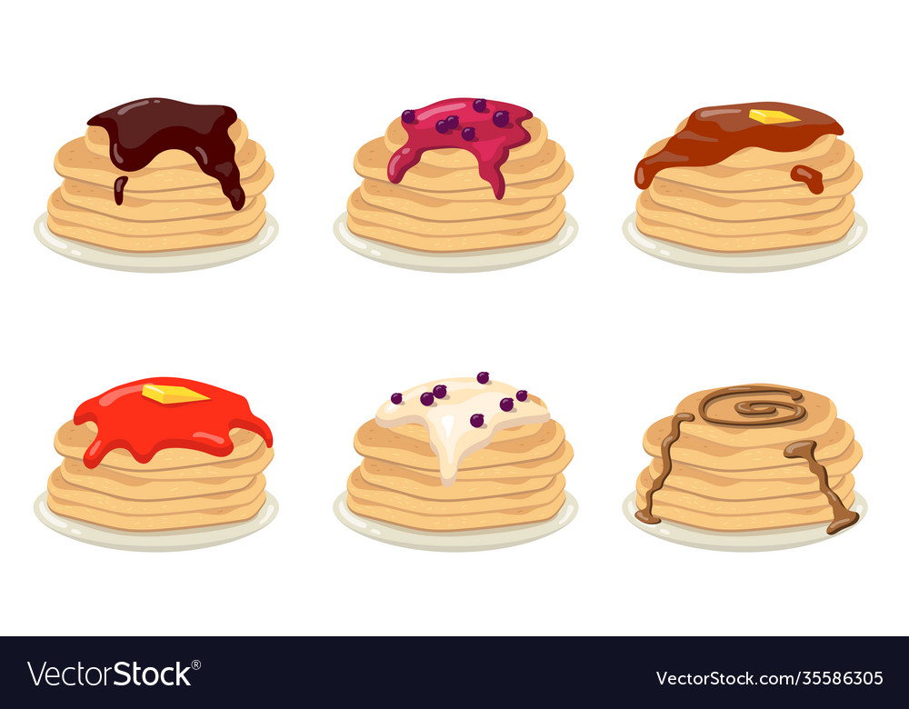 Stack pancakes set Royalty Free Vector Image - VectorStock