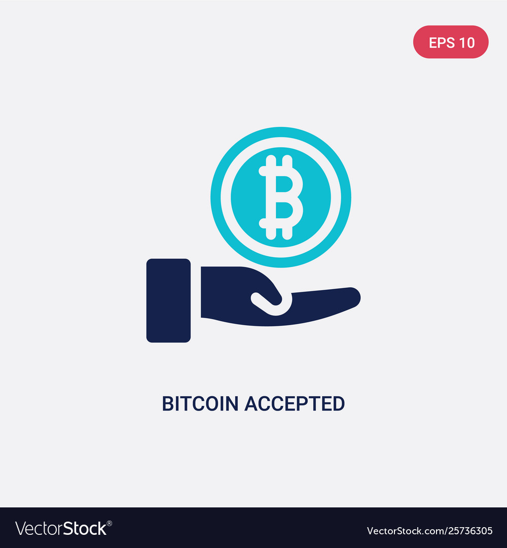 Two color bitcoin accepted icon from