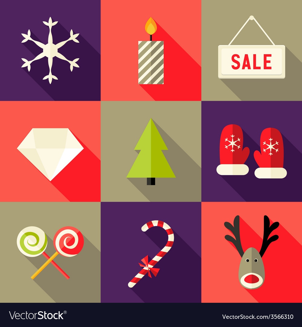 9 christmas flat icons set 7