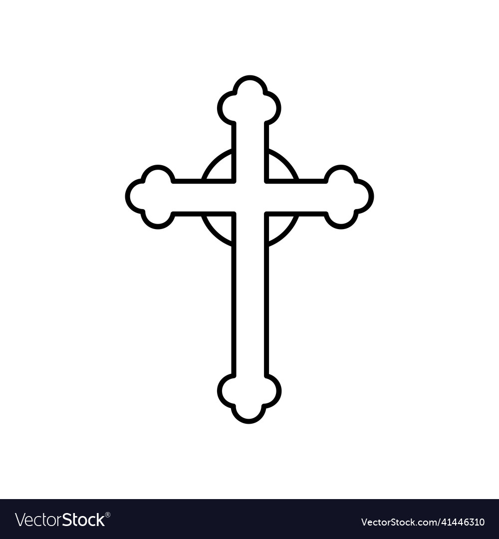 Black christian cross icon abstract line Vector Image