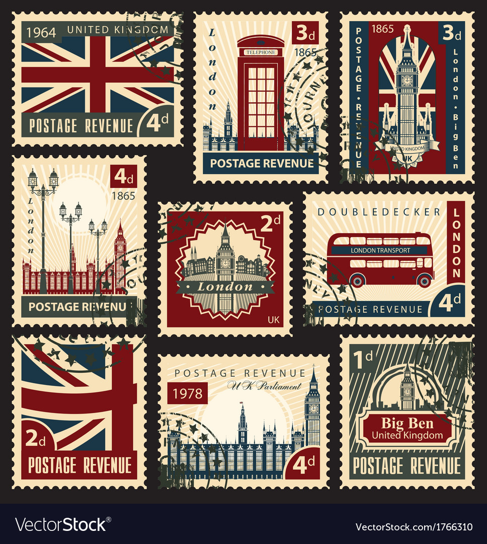 british-postage-stamps-royalty-free-vector-image