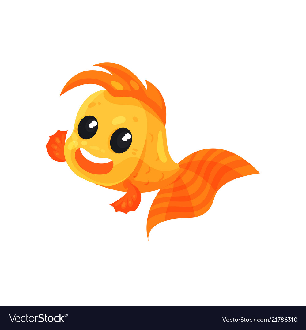 Download Cute smiling goldfish funny fish cartoon Vector Image