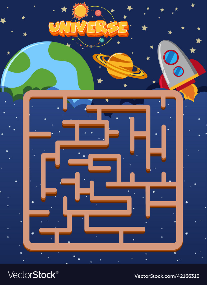 Game template with space theme background vector image Game template with space theme background