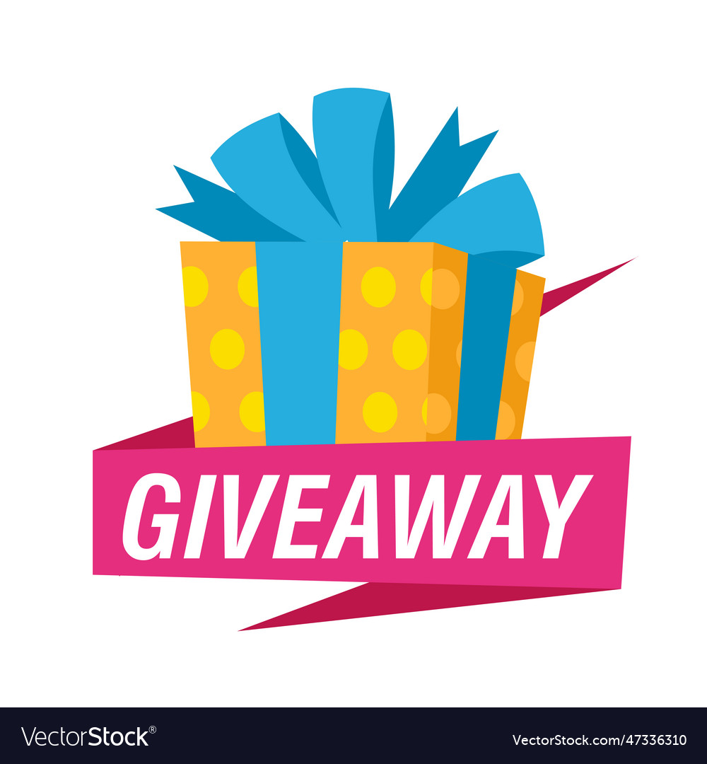 Giveaway bright sign with yellow gift Royalty Free Vector