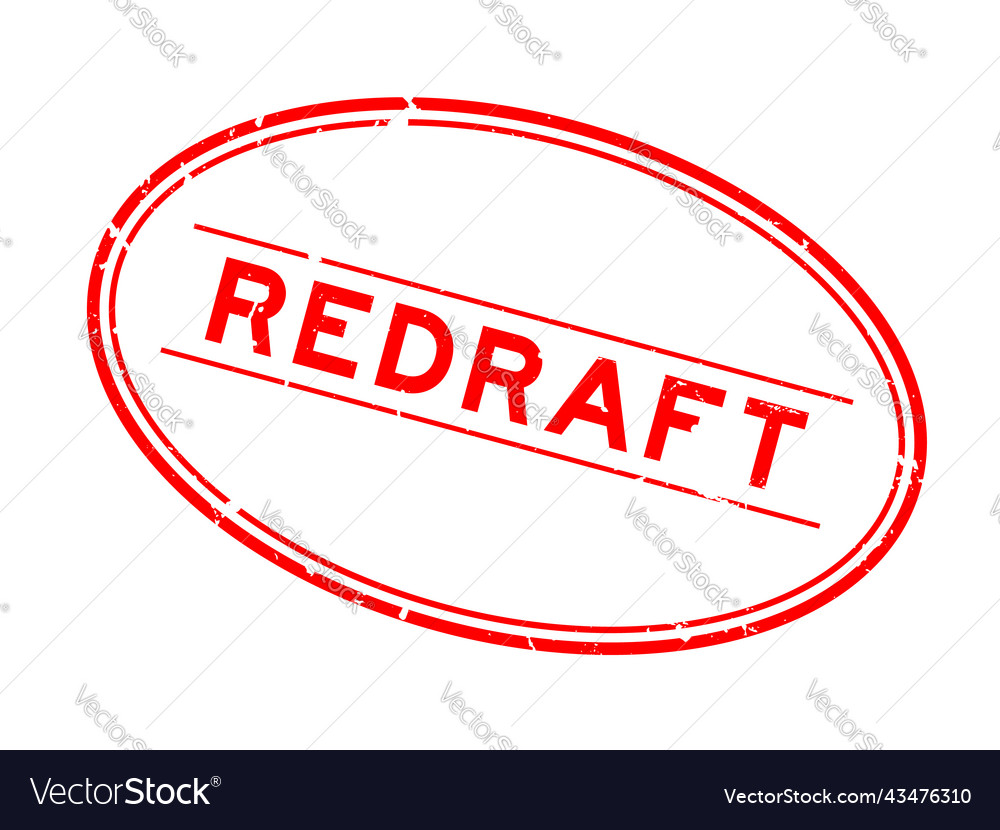 Grunge red redraft word oval rubber seal stamp vector image Grunge red redraft word oval rubber seal stamp