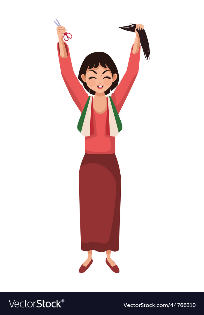 Iranian Woman Cutting Her Hair Royalty Free Vector Image Iranian Woman Cutting Her Hair Royalty Free Vector Image