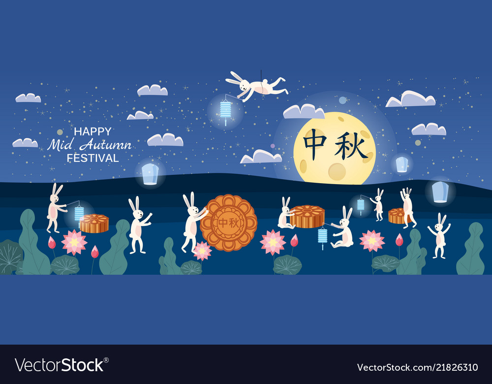 Mid-autumn festival moon cake hares