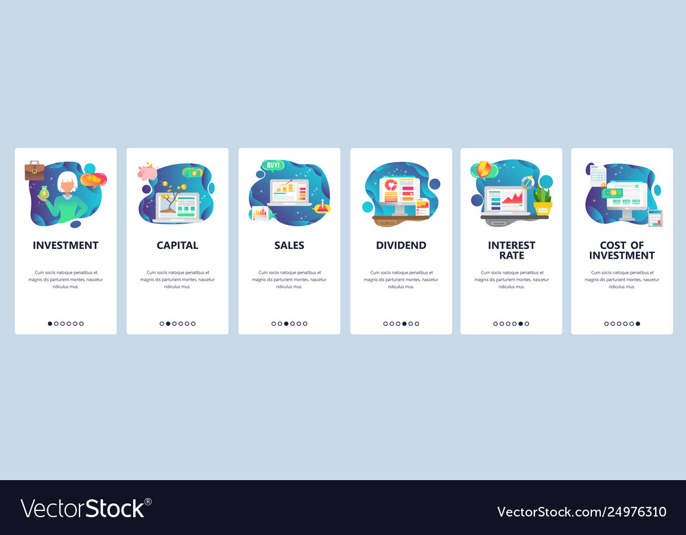 Mobile App Onboarding Screens Finance Business Vector Image