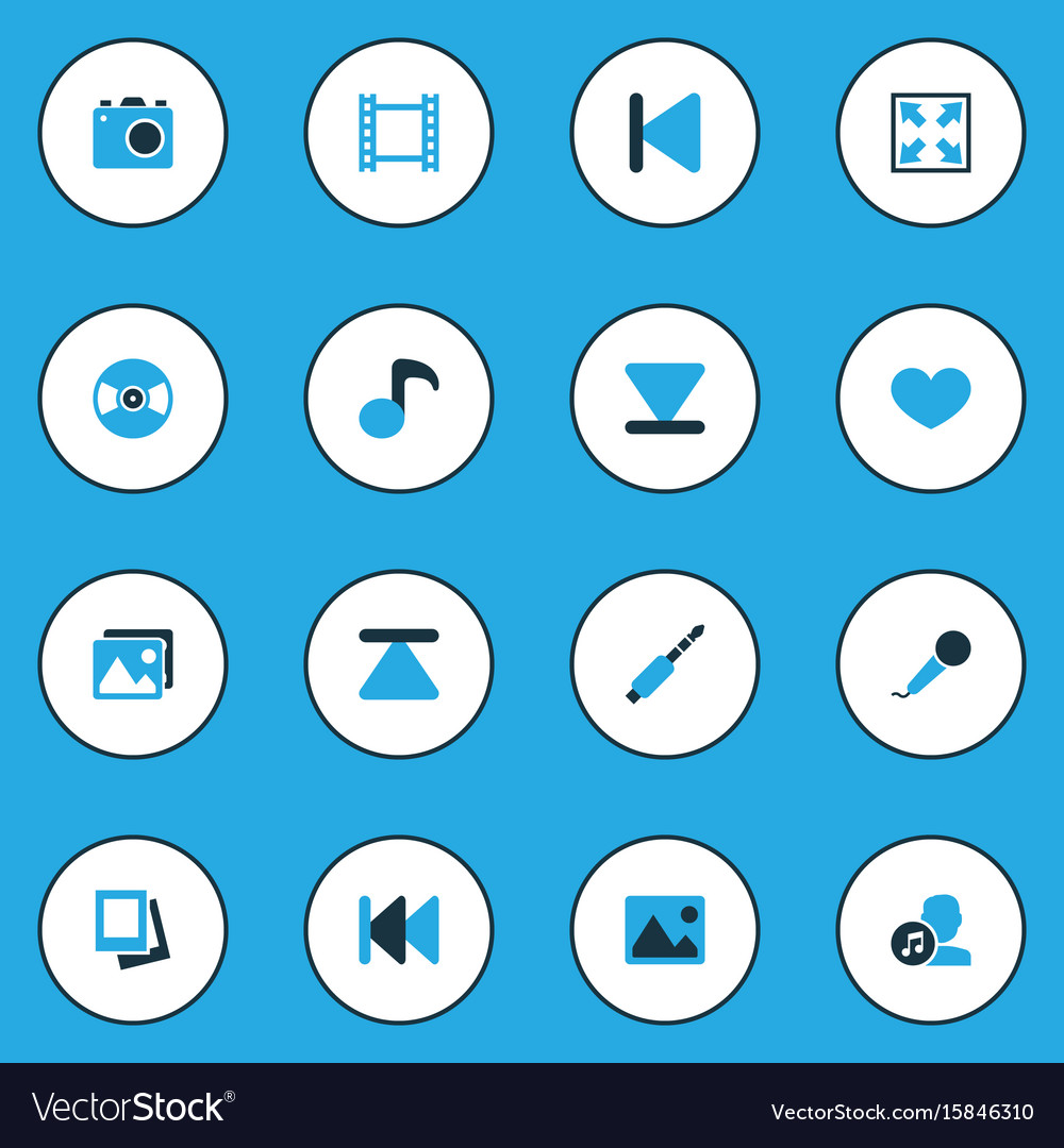 Music colorful icons set collection of composer