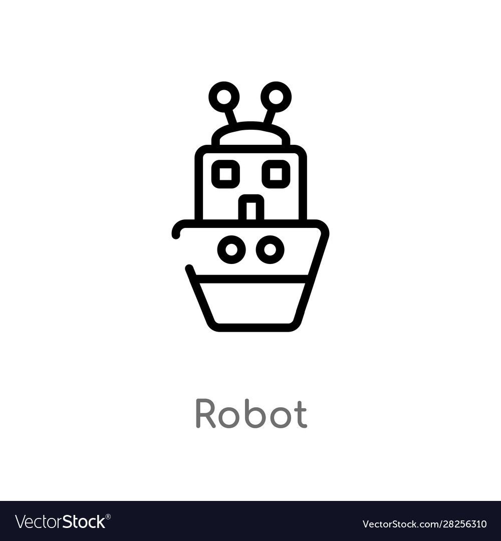 Outline robot icon isolated black simple line