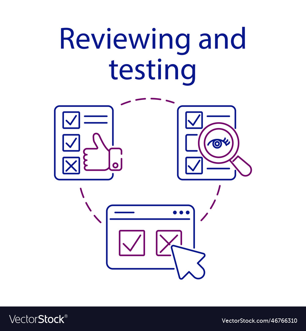 Reviewing and testing content simple set vector image Reviewing and testing content simple set