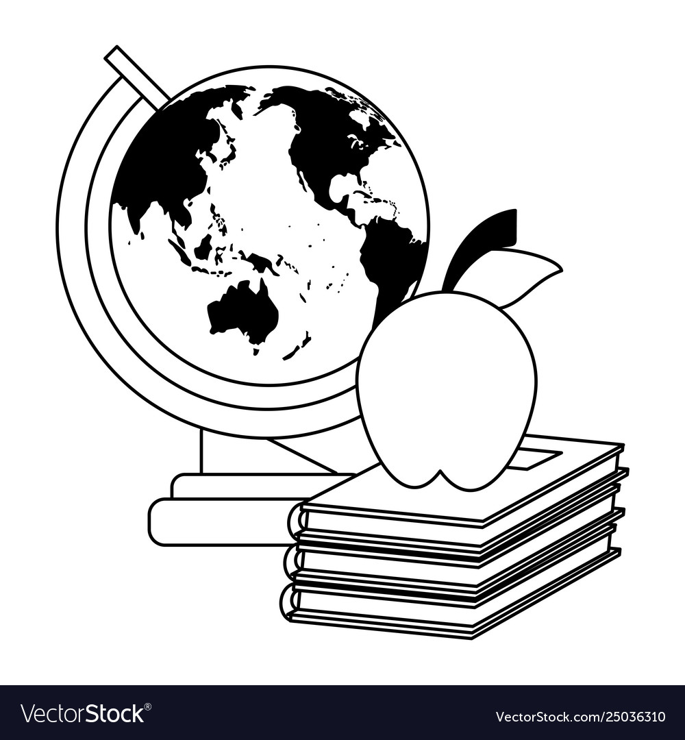 School and education supplies black white Vector Image