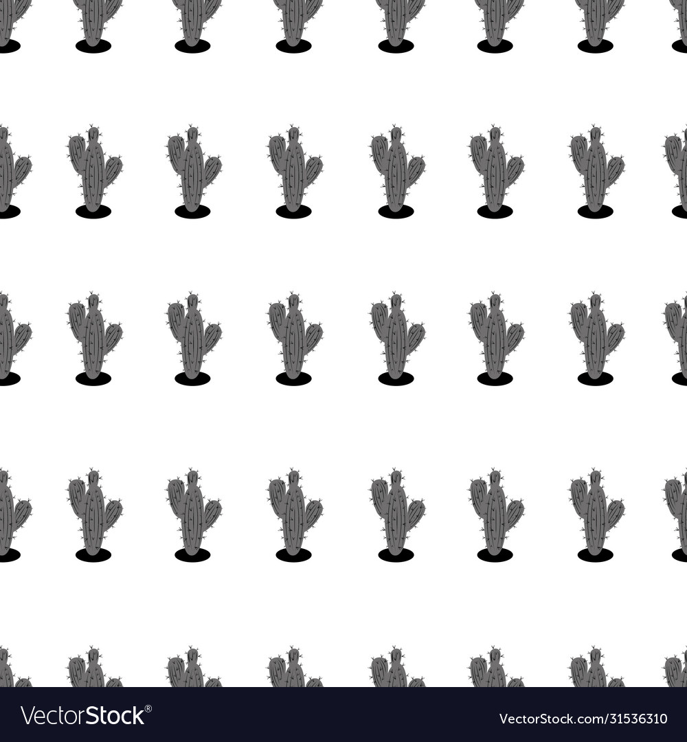 Seamless pattern cactus gray color