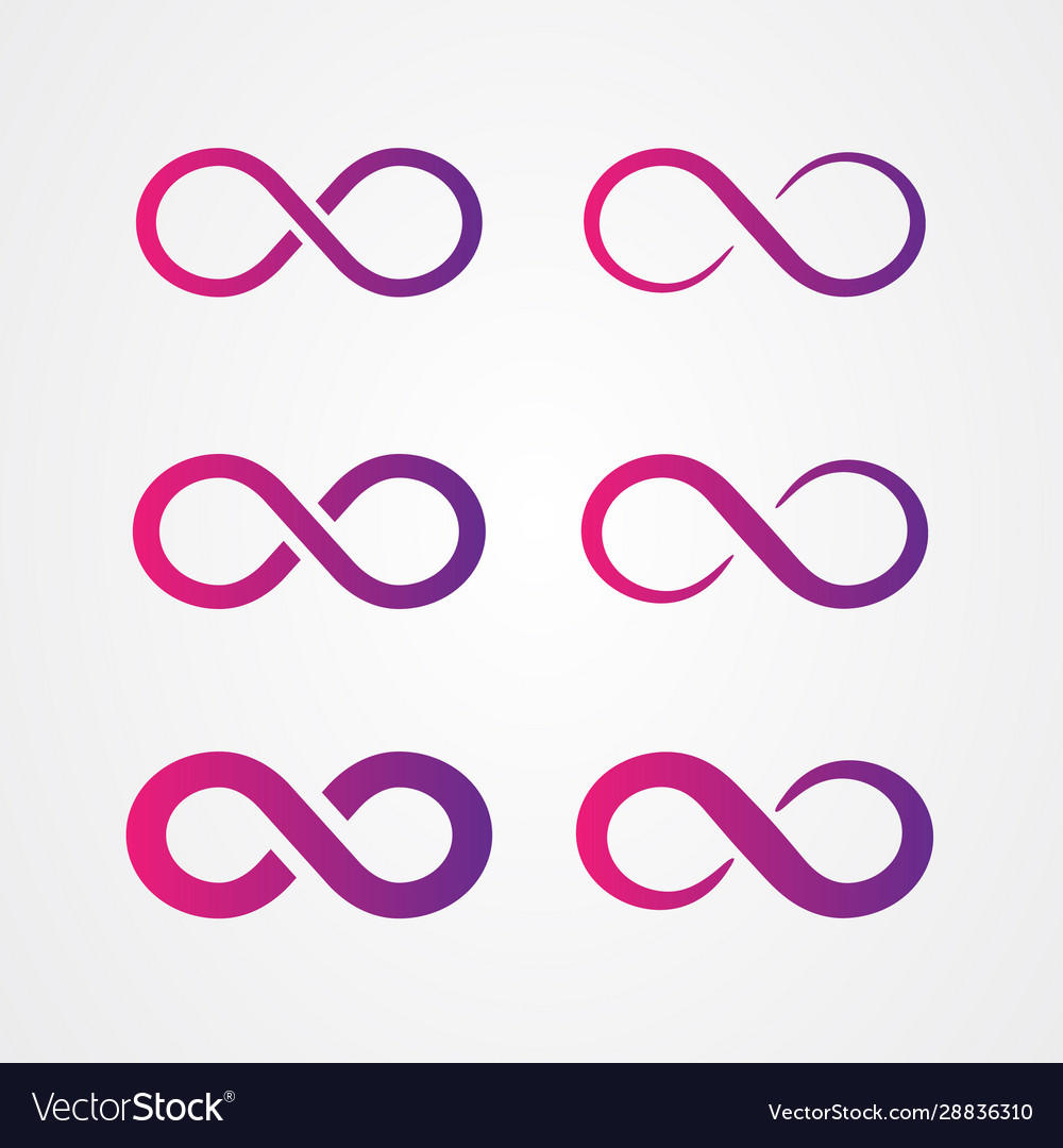 Set infinity icon logo design loop symbol vector image Set infinity icon logo design loop symbol