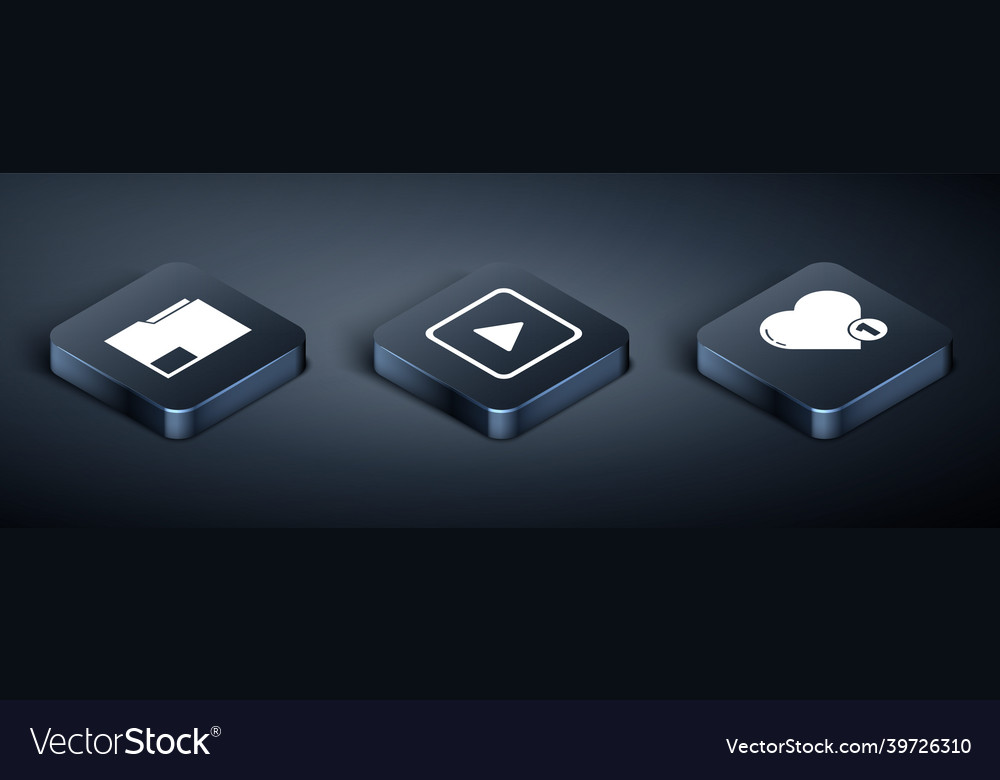 Set isometric document folder like and heart vector image Set isometric document folder like and heart