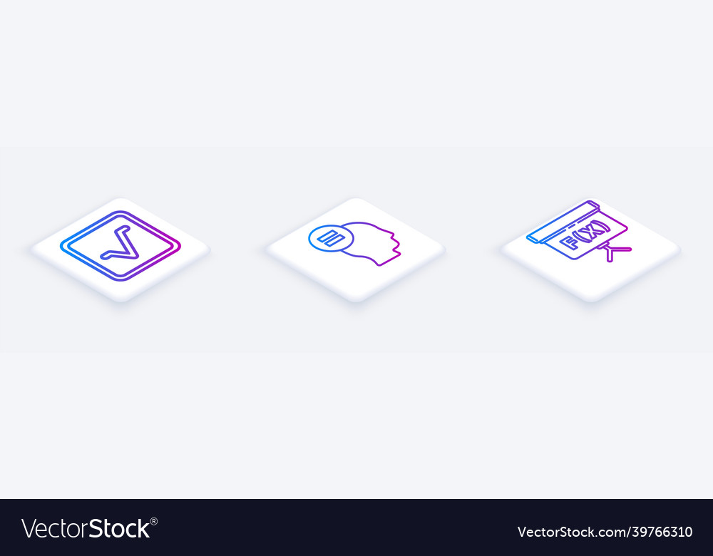 Set isometric line open book test or exam sheet