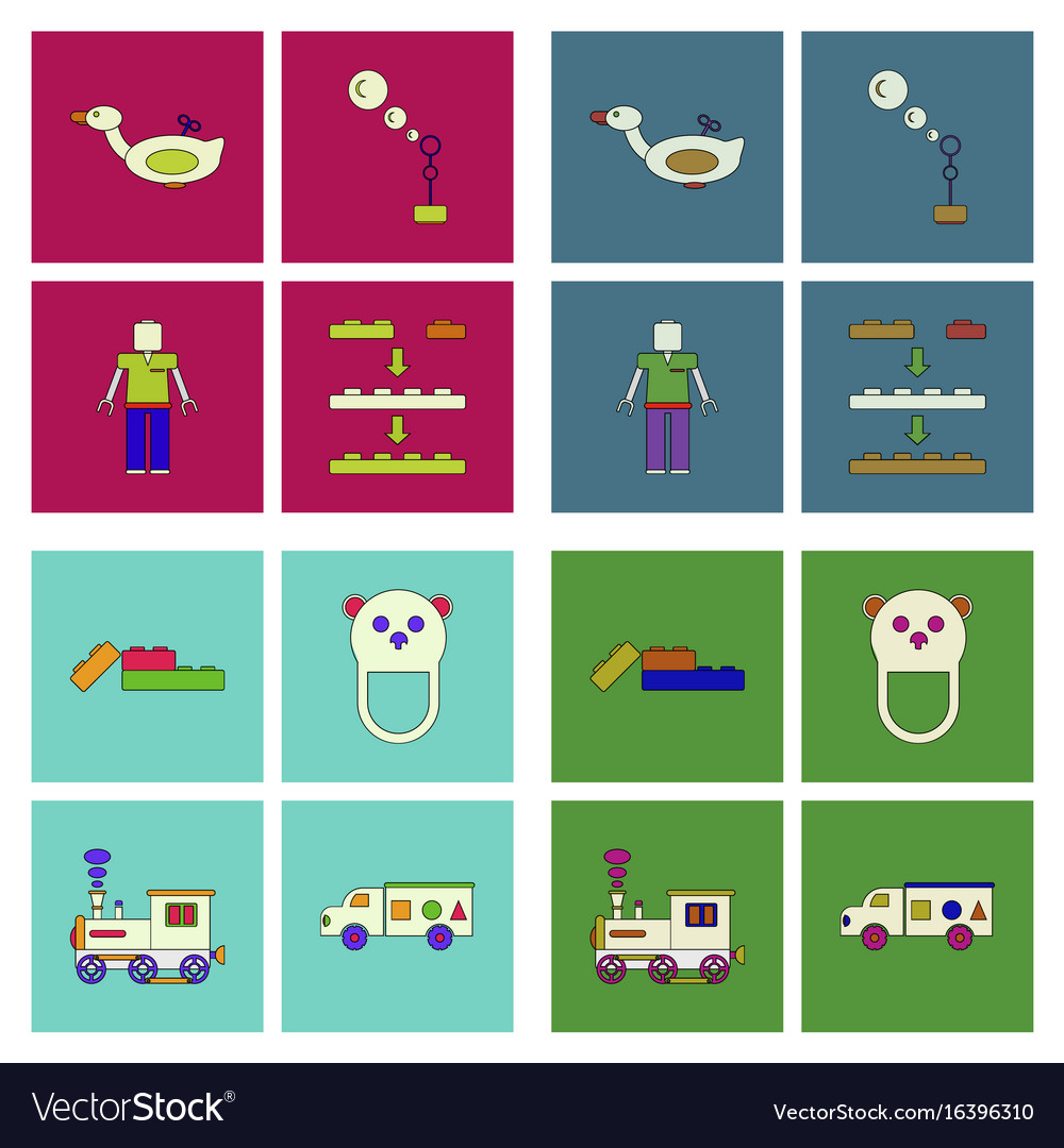 Set of children toys in different sets flet