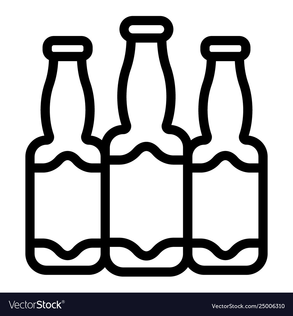 Three bottles beer line icon flask Vector Image Three bottles beer line icon flask