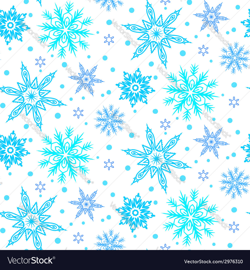 Winter pattern with various falling snowflakes
