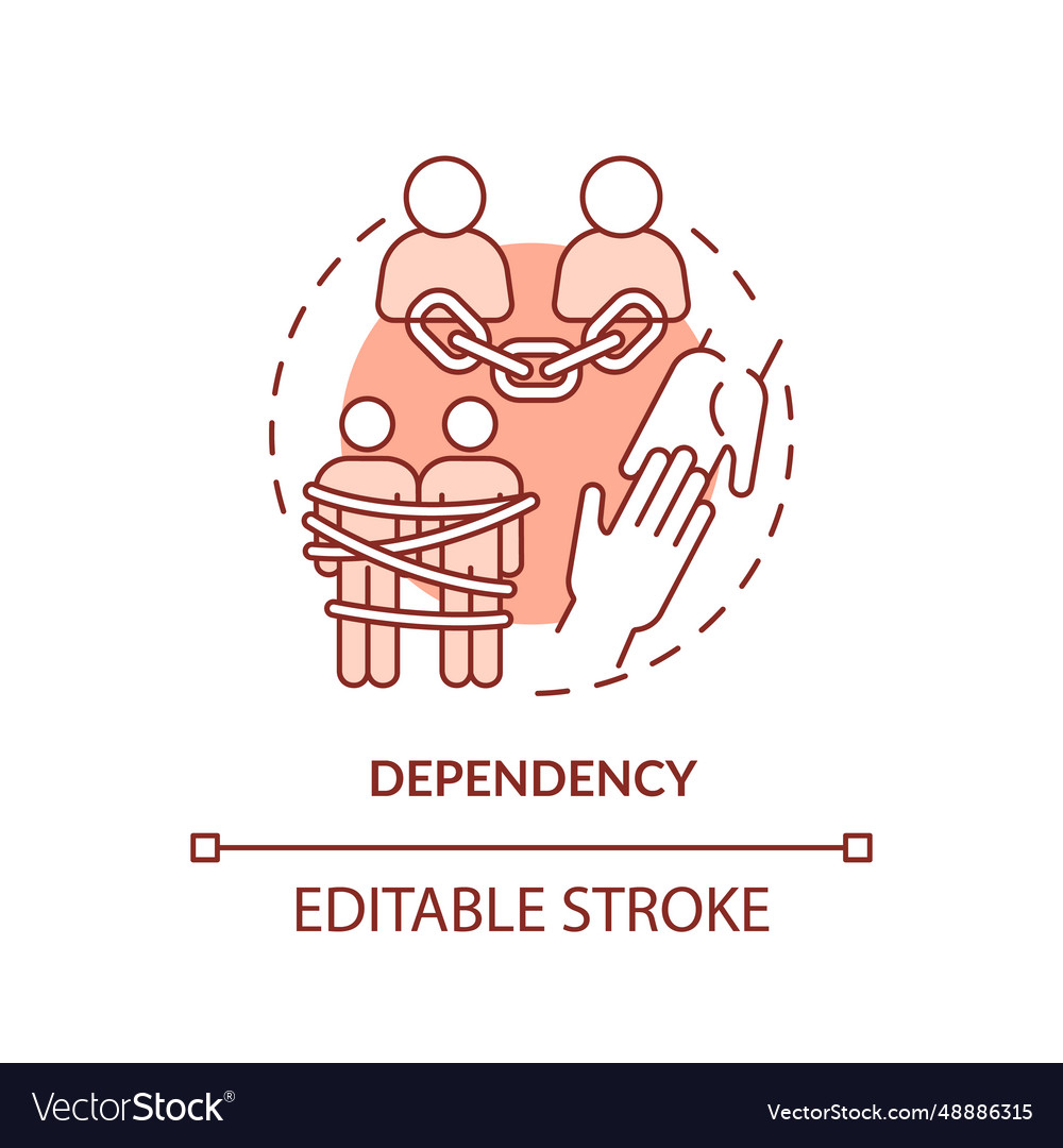 2d red linear icon dependency concept vector image 2d red linear icon dependency concept