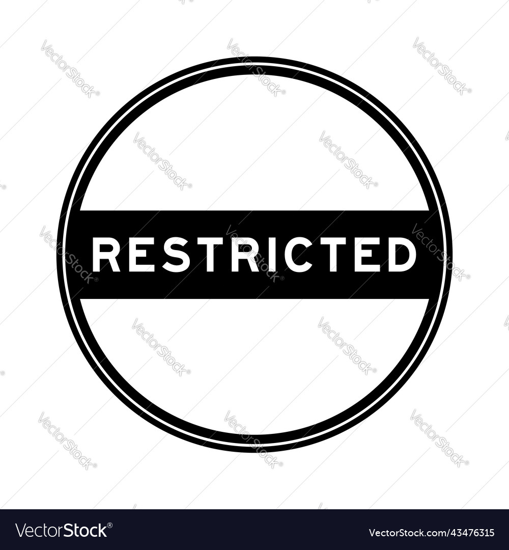 Black color round seal sticker in word restricted