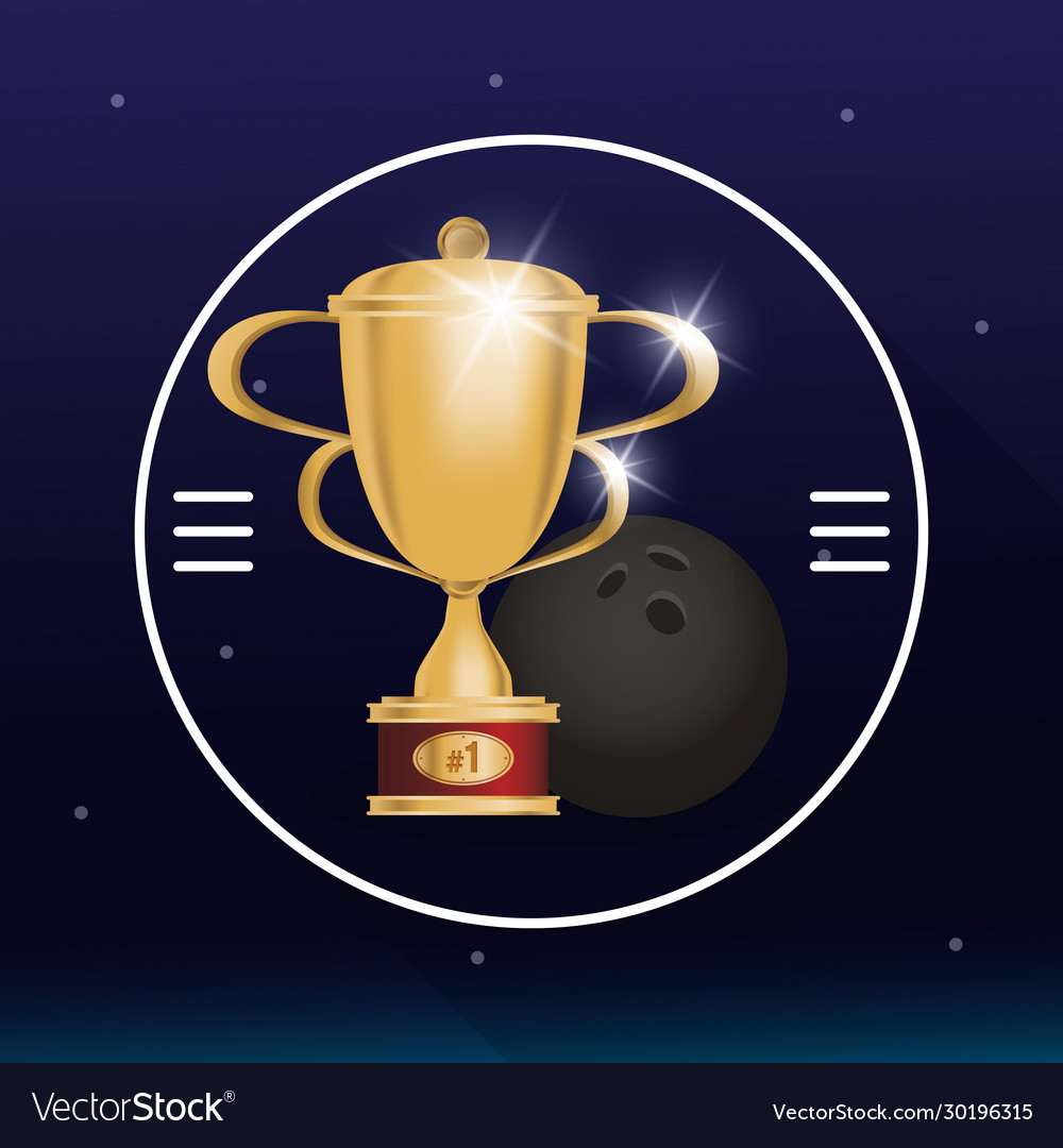 Bowling ball sport with trophy cup award