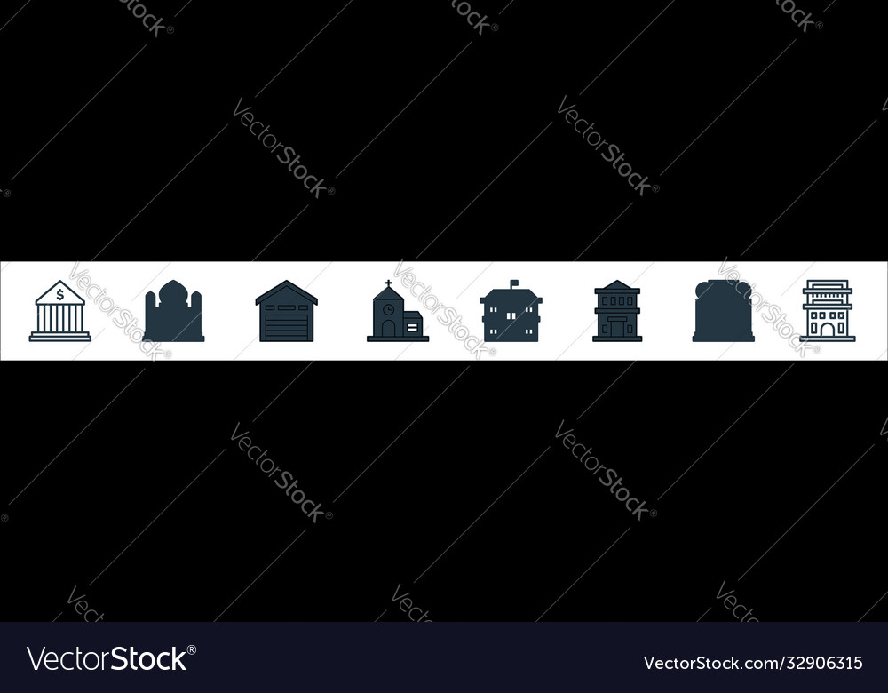 Building line icons linear set quality