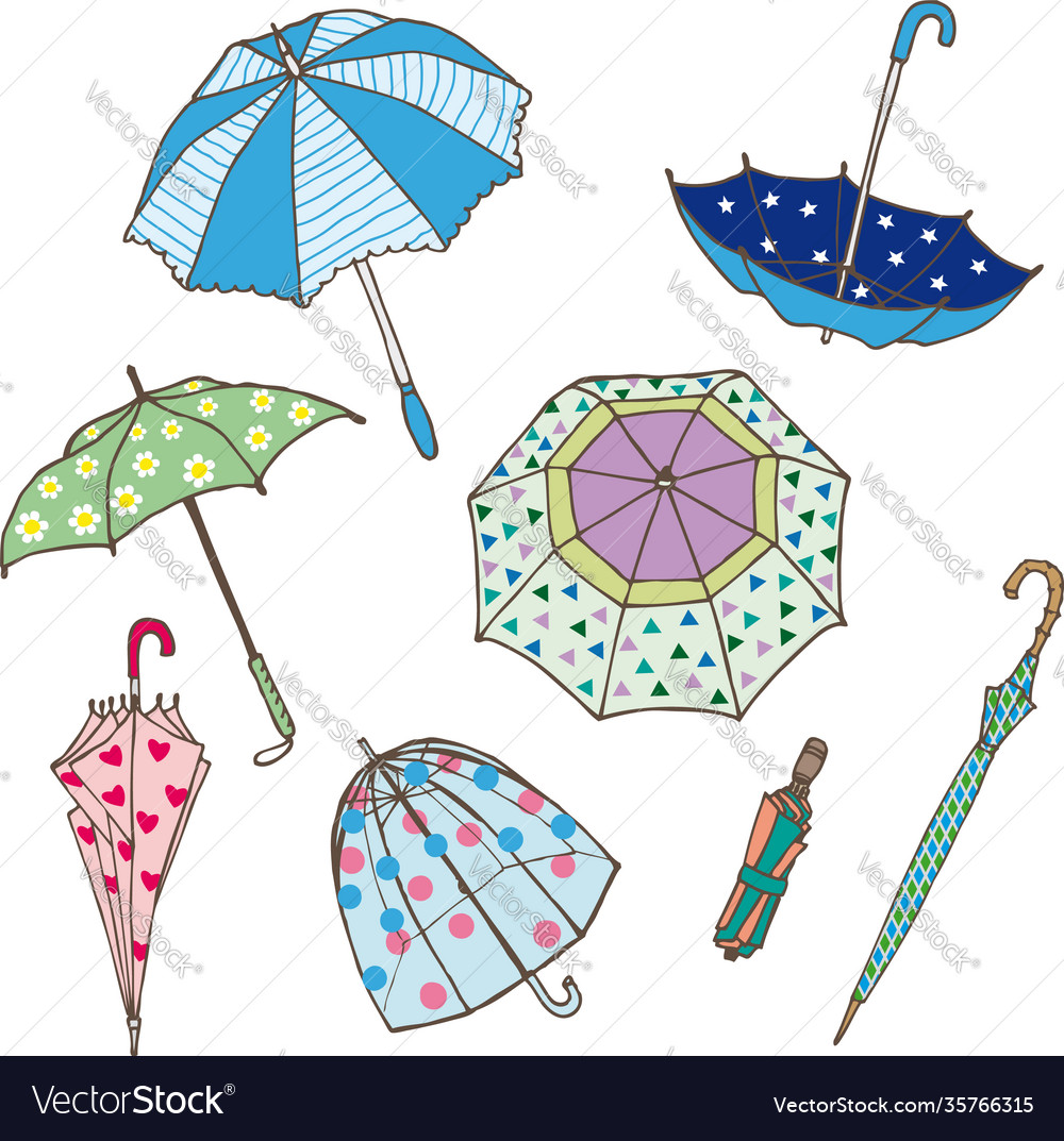 Colorful umbrellas collection Royalty Free Vector Image