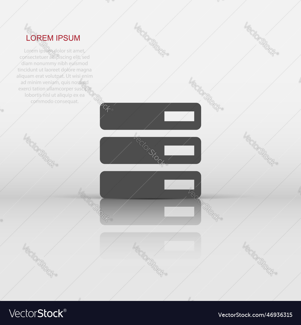 Database server icon in flat style storage sign