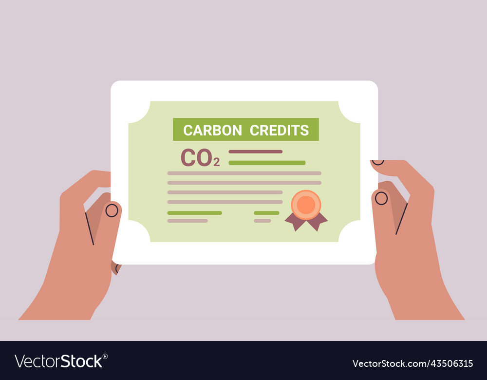 Human hand co2 limit emissions certificate net Vector Image