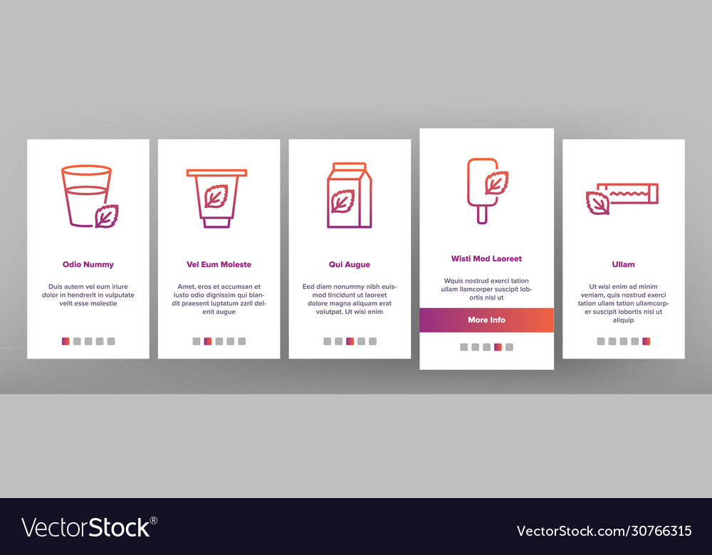 Mint refreshing leaf onboarding icons set vector image Mint refreshing leaf onboarding icons set